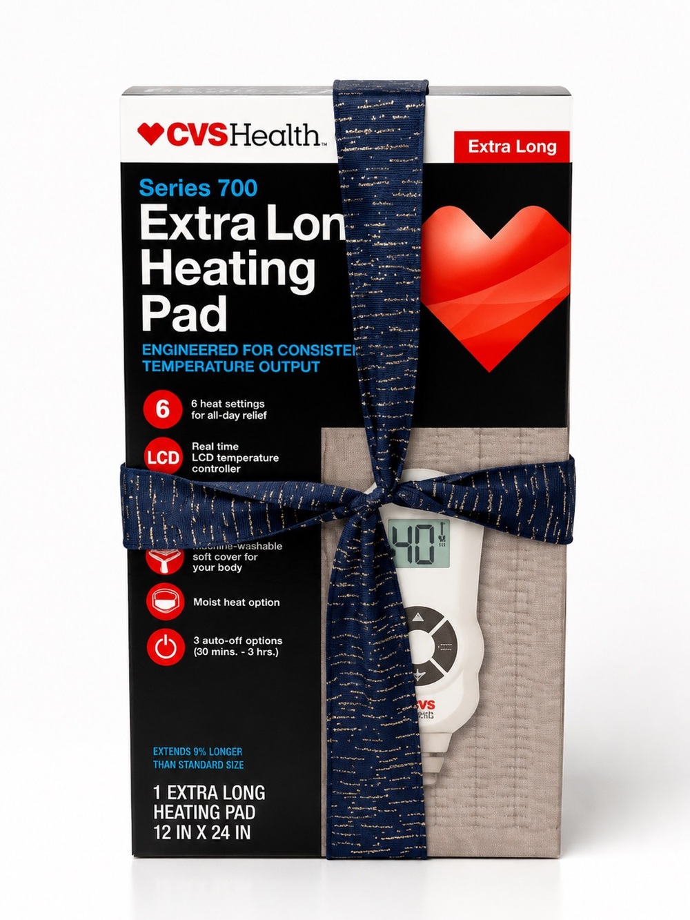 Health Extra Long Heating Pad Series 700 | 12x24 Heated Pad | LCD Temp Control